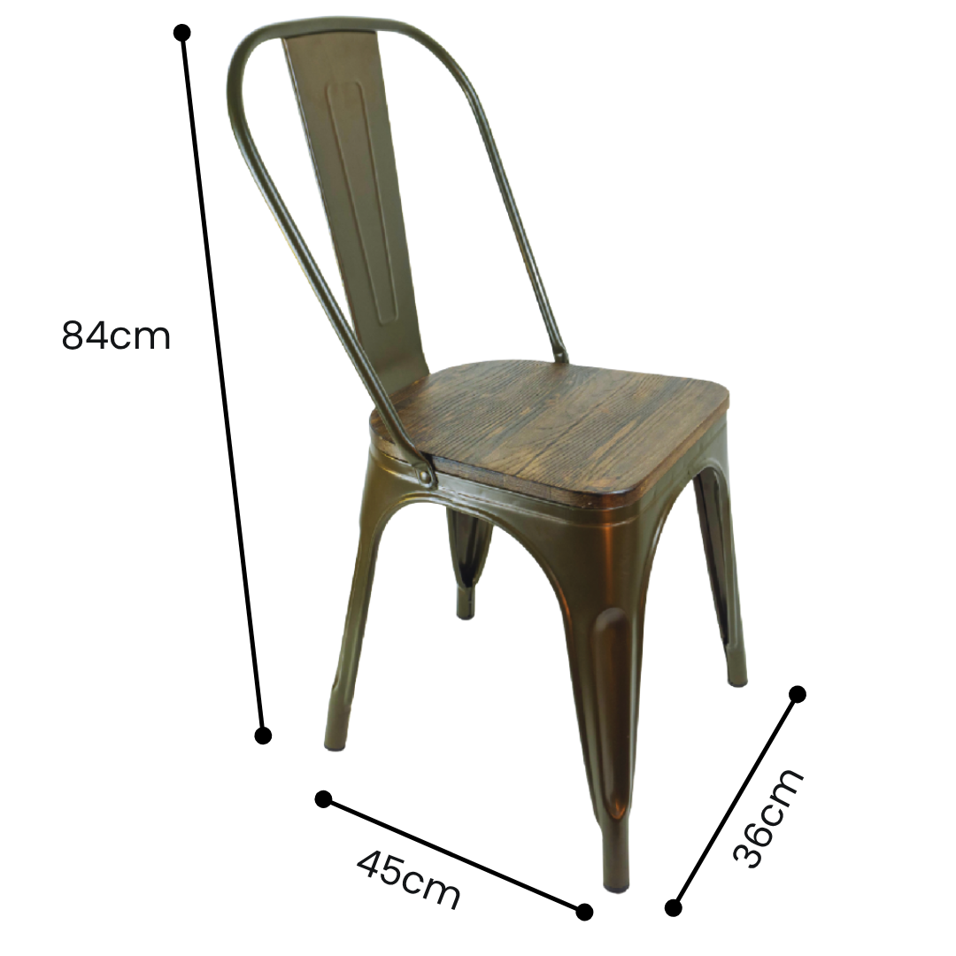 Silla Metálica Tolix Asiento Madera
