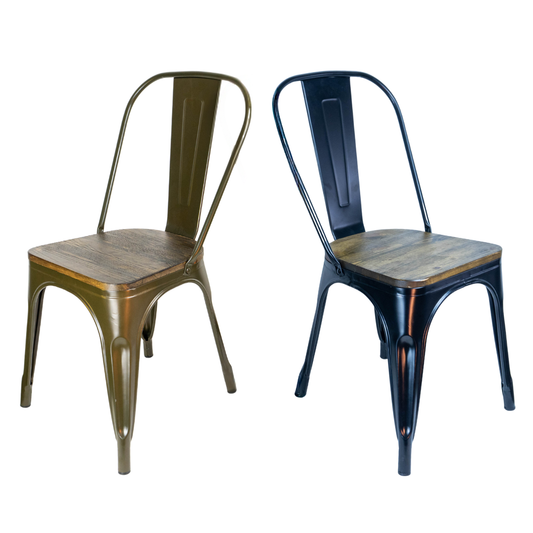 Silla Metálica Tolix Asiento Madera