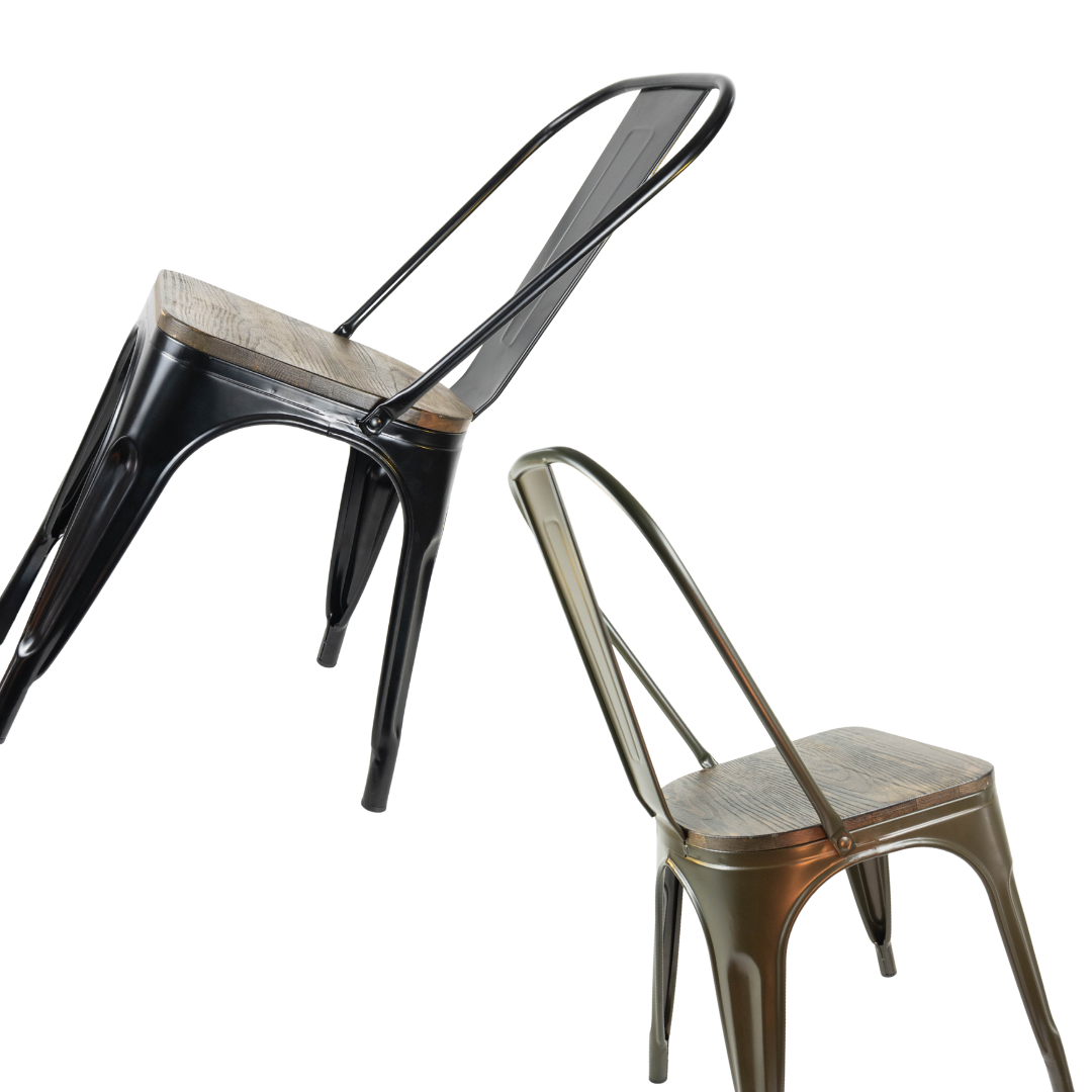 Silla Metálica Tolix Asiento Madera