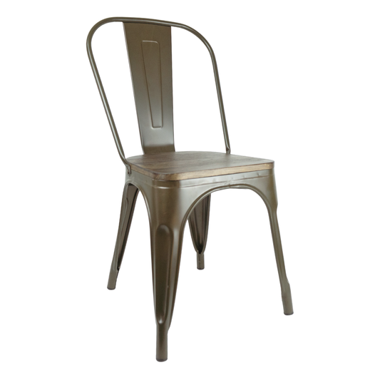 Silla Metálica Tolix Asiento Madera